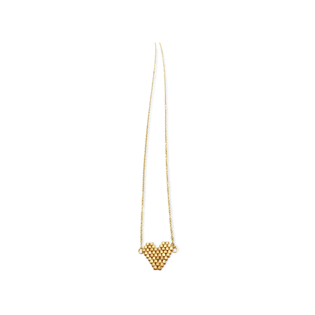 necklace steel with gold heart1